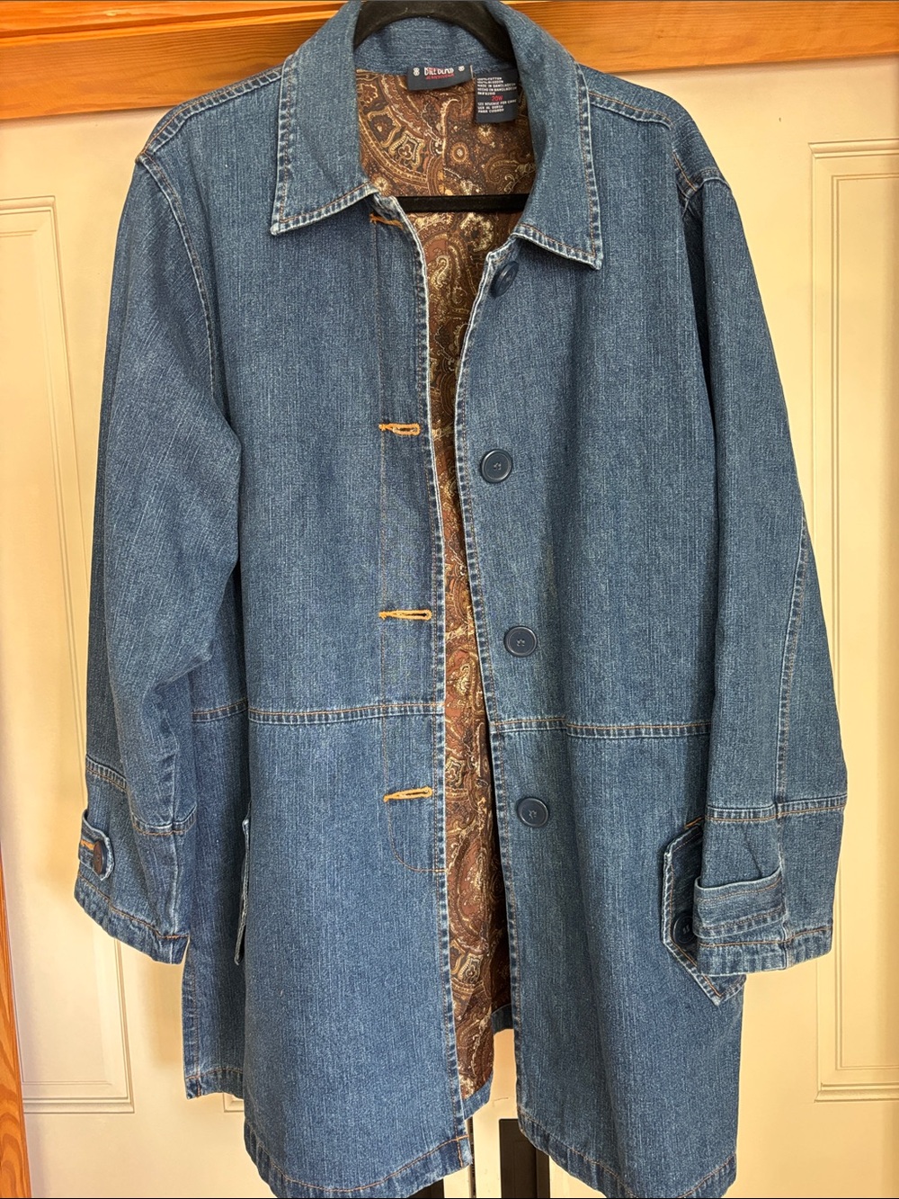 Bill Blass Vintage Blue Denim Jacket with Paisley Lining Size 20W